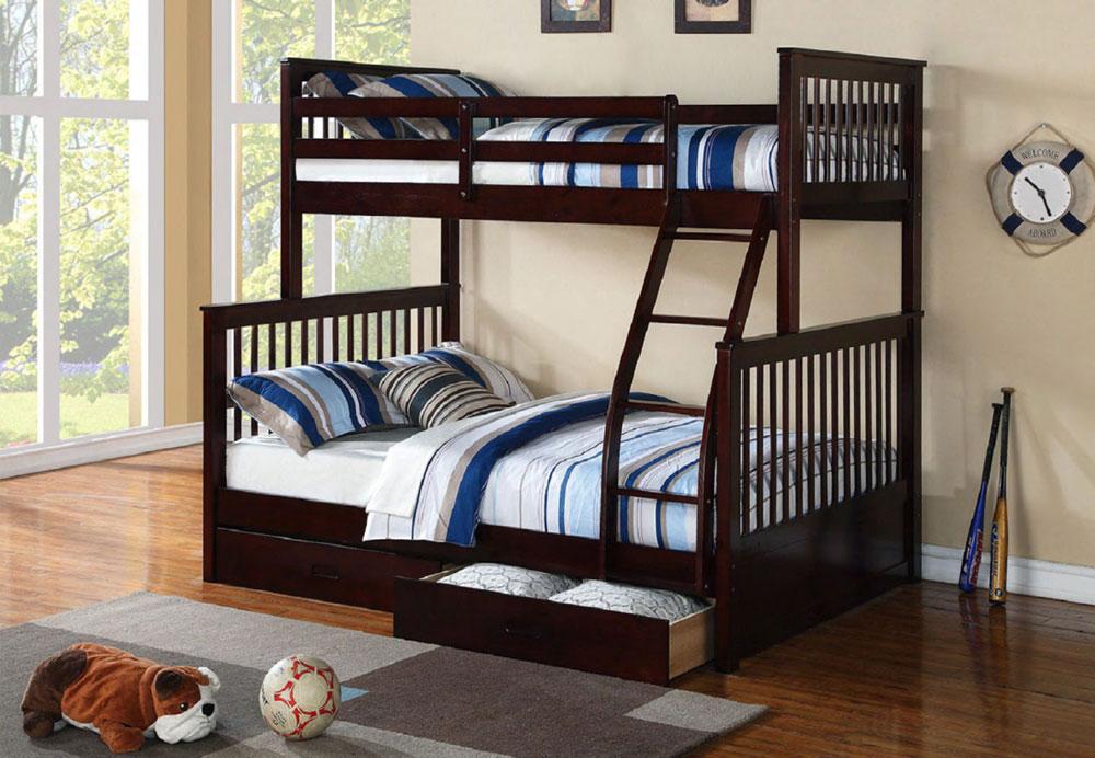Lit Superposé En Bois Simple/double 39/54 Nathan Espresso Mobilier De Chambre